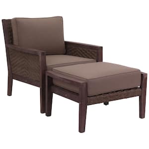 Buena Vista II 2-Pieces Outdoor wood Beige w/cushion Club and Ottoman Includes: 1 Club Chair and 1 Ottoman