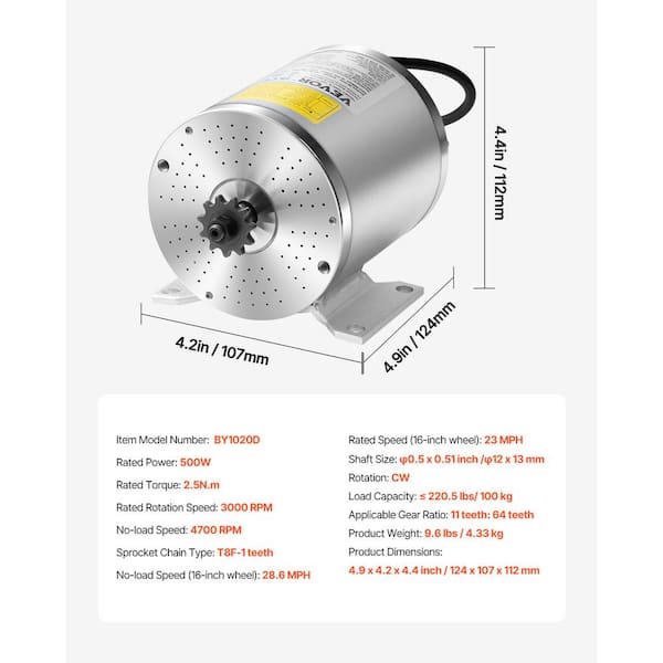 VEVOR 500-Watt Electric Brushless DC Motor Kit-36V 3000rpm Motor with  Upgraded Speed Controller Throttle Grip Kit EV Charger ZLWSDJTJ500WGWM9BV5  - The Home Depot