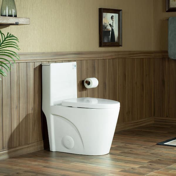 1-Piece 1.1/1.6 GPF Dual Flush ADA Elongated Toilet in White with Soft Closing Lid and 1000g MaP Score