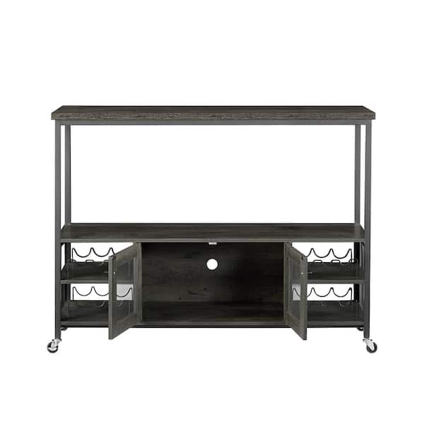 Spaco Grey 40.7 in. Wine Shelf Table Wine Bar with Storage