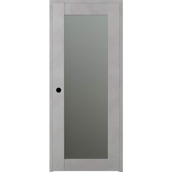 Belldinni 18 in. x 80 in. Vona 207 Right-Hand Frosted Glass Solid Core Light Urban Wood 1-Lite Single Prehung Interior Door