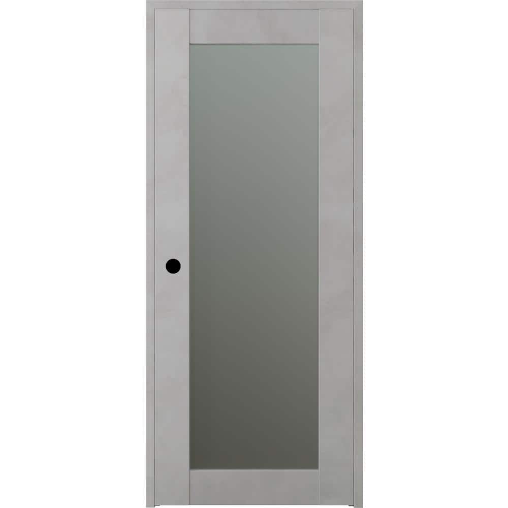 Light Urban Pine Composite Prehung Door with Frosted Glass