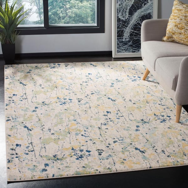 Evoke Ivory/Yellow 9 ft. x 12 ft. Abstract Area Rug