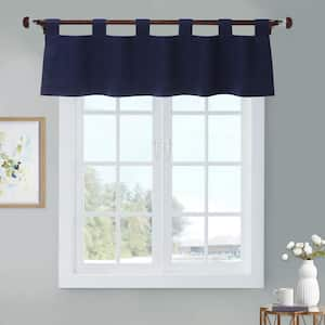 Weathermate Tab Top Navy Cotton Smooth 40 in. W x 15 in. L Tab Top Indoor Room Darkening Valance (1-Valance)