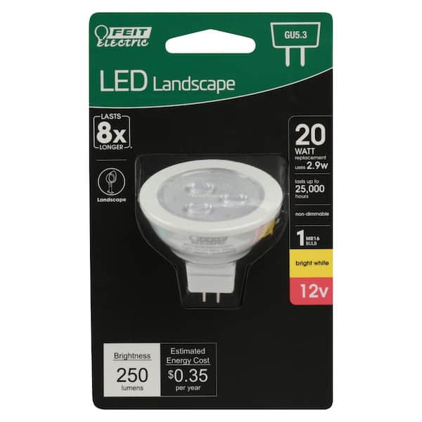20-Watt Equivalent MR16 GU5.3 Bi-Pin Base 12-Volt Landscape LED Light Bulb Bright White 3000K (2-Pack)