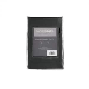 Satin 2-Piece Black Microfiber Standard Luxury 2 PC Pillowcases
