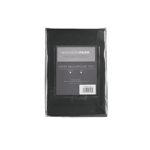 Madison Park Satin 2-Piece Black Microfiber Standard Luxury 2 PC Pillowcases