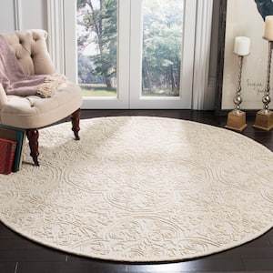 Trace Ivory 4 ft. x 4 ft. Geometric Floral Medallion Area Rug
