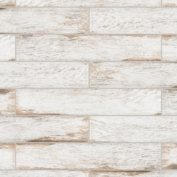 Merola Tile Bora White 3-1/8 in. x 17-1/2 in. Porcelain Floor and Wall Tile (12.0 sq. ft./Case)