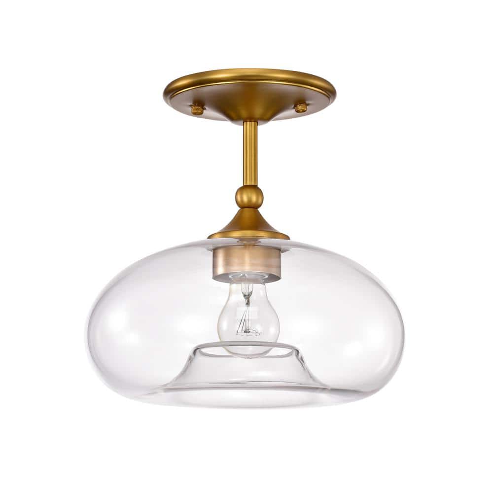 Charli 11 in. 1-Light Indoor Aged Brass Semi-Flush Mount Ceiling Light with Light Kit price history on PriceWatchPro