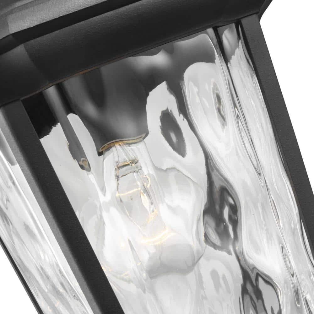 Black Glass Hanging Lantern with Water Glass Shade