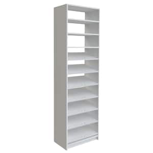 14 in. D x 25.375 in. W x 84 in. H White Shoe Storage Tower Wood Closet System Kit