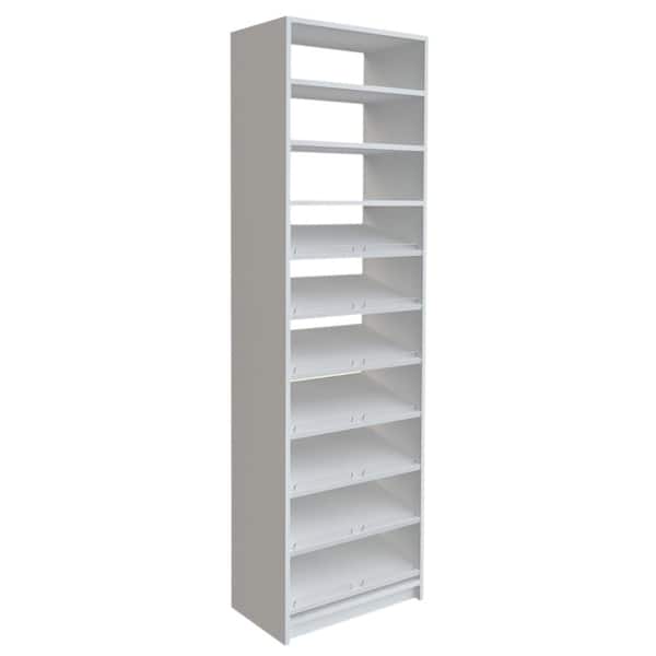 SimplyNeu 14 in. D x 25.375 in. W x 84 in. H White Shoe Storage Tower Wood Closet System Kit