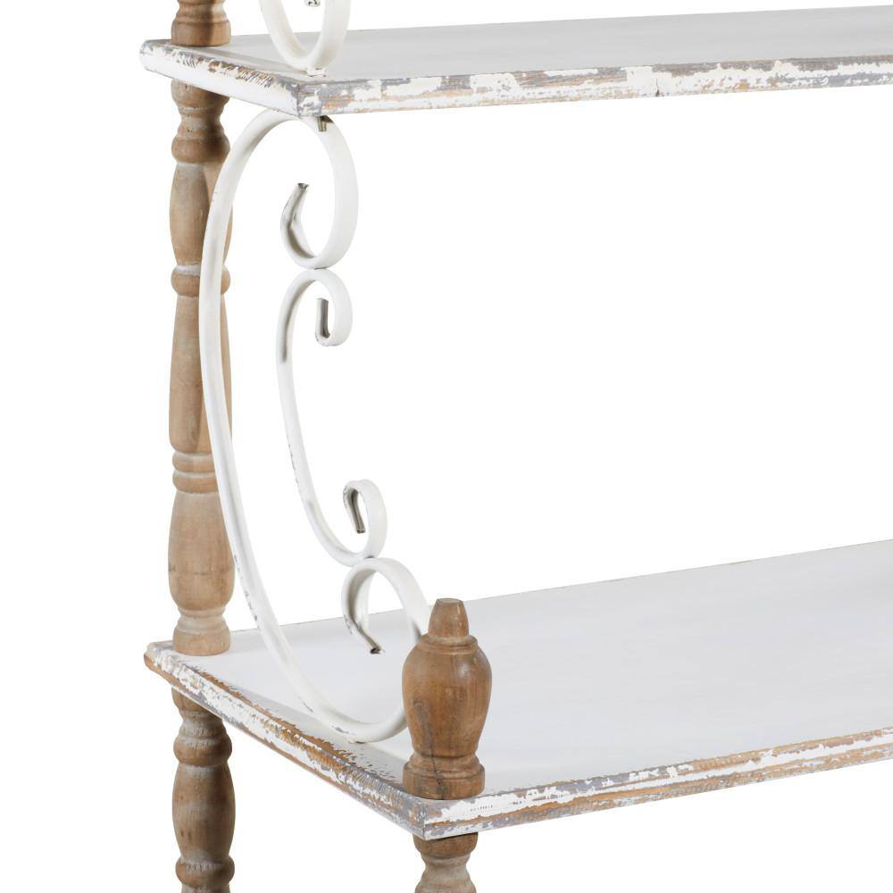 75" White and Brown Wood 5-Tier Farmhouse Baker's Rack