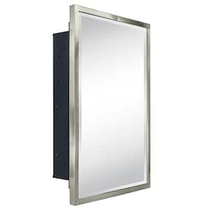 Haddison 16 in. W x 24 in. H Small Rectangular Metal Framed Recessed Medicine Cabinet with Mirror in Brushed Nickel