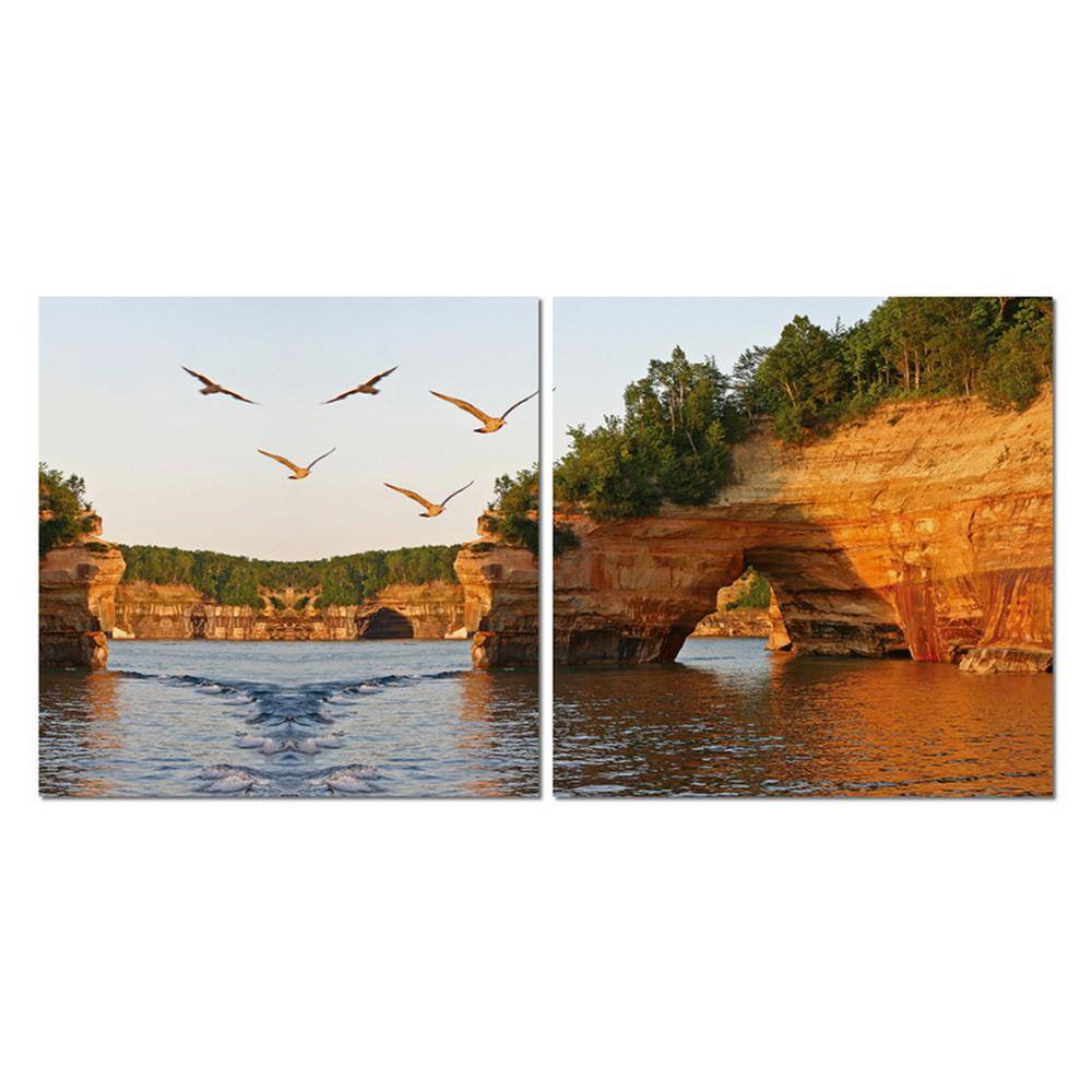 Stone Arches Multicolor Vinyl Canvas Diptych Print