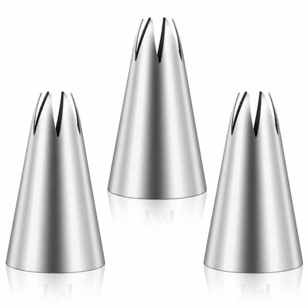 Cake Piping Tips 3-Pack, 1M Star Nozzles for Buttercream Icing and Decorating Birthday Cakes and Cupcakes