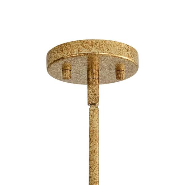 HUOKU Elvoro 3-Light 16.1 in.W Distressed Gold Diamond Glass