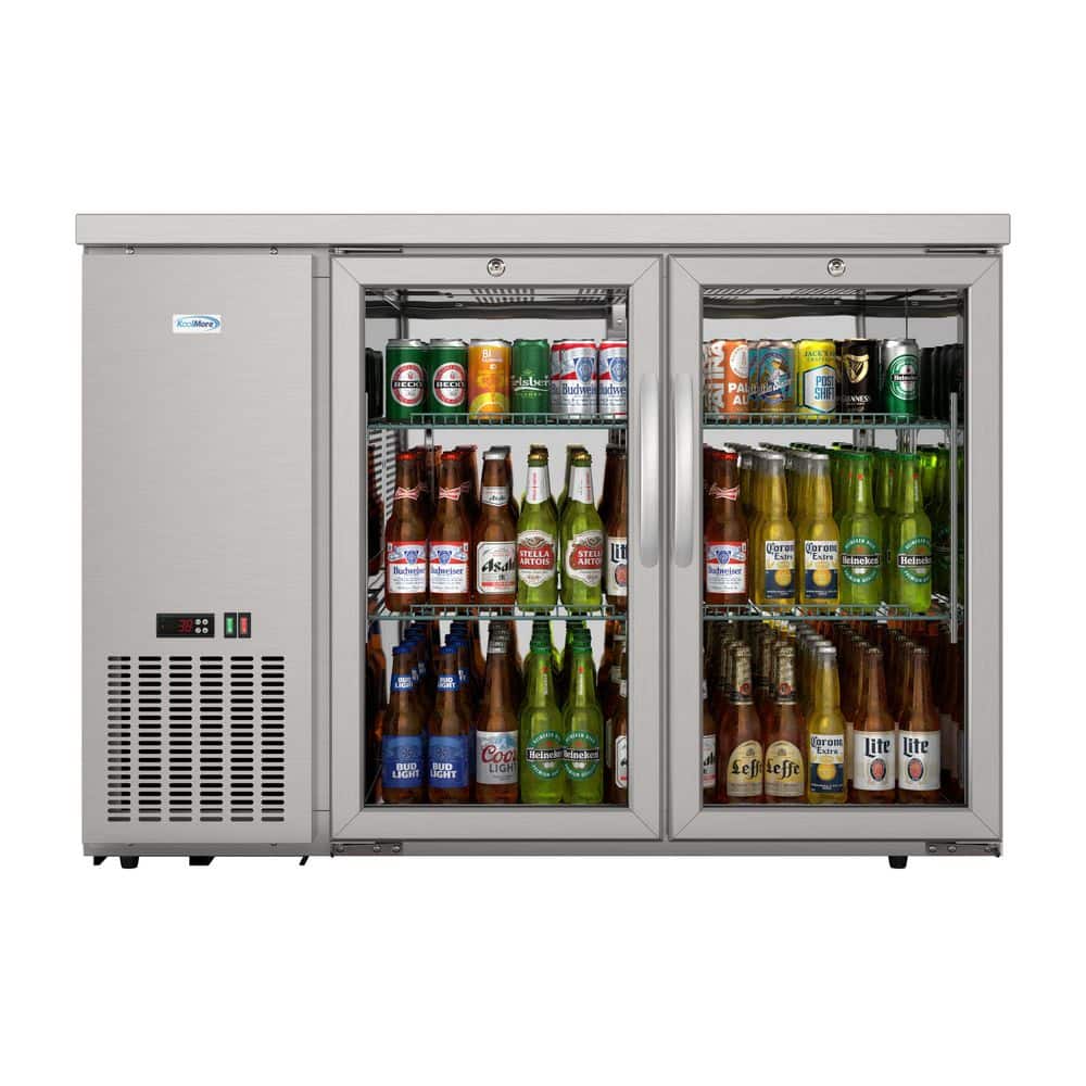 47 in. Commercial Back Bar Cooler with Side Compressor and LED Lighting, 11 cu. ft. Capacity in Stainless Steel