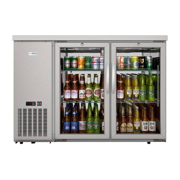 47 in. Commercial Back Bar Cooler with Side Compressor and LED Lighting, 11 cu. ft. Capacity in Stainless Steel