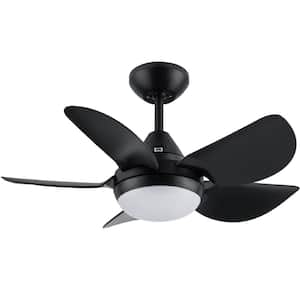 30 in. Integrated LED Indoor Black Ceiling Fan Lighting with 5 ABS Blades