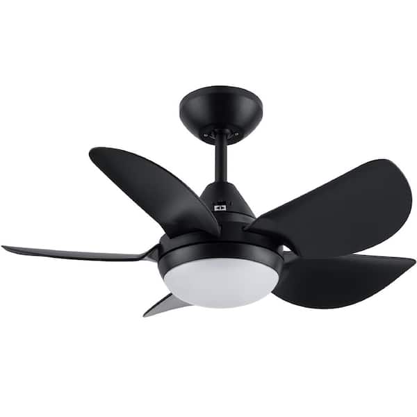 PUDO 30 in. Integrated LED Indoor Black Ceiling Fan Lighting with 5 ABS Blades