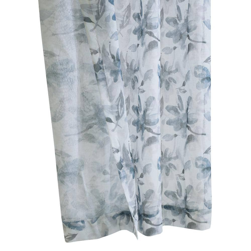 Florence Sheer Silver Faux Linen Grommet Curtain Panel 52" x 95"