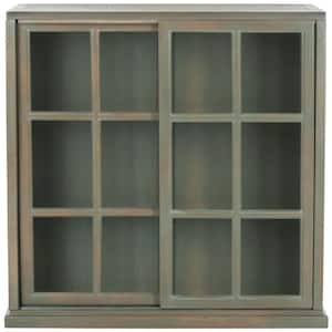 40.2 in. French Gray Wood 3-shelf Standard Bookcase with Storage