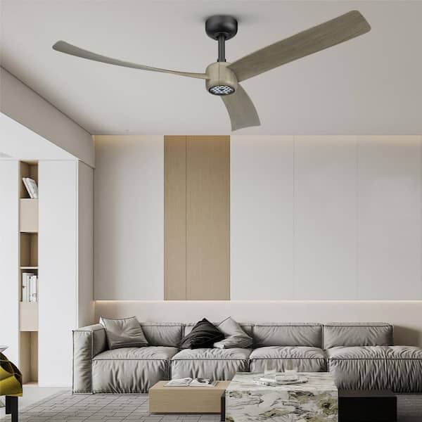I3 52-inch, Indoor Downrod Ceiling Fan with Dimmable 3CCT Light Quiet DC Motor and Reversible Blades, Black Walnut Style