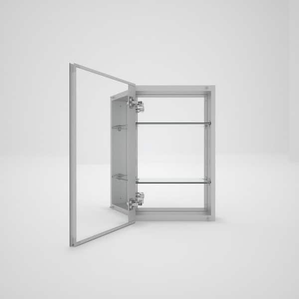 Petris 15 in. W x 24 in. H Recessed/Surface Mount Rectangular Silver Aluminum Medicine Cabinet with Mirror