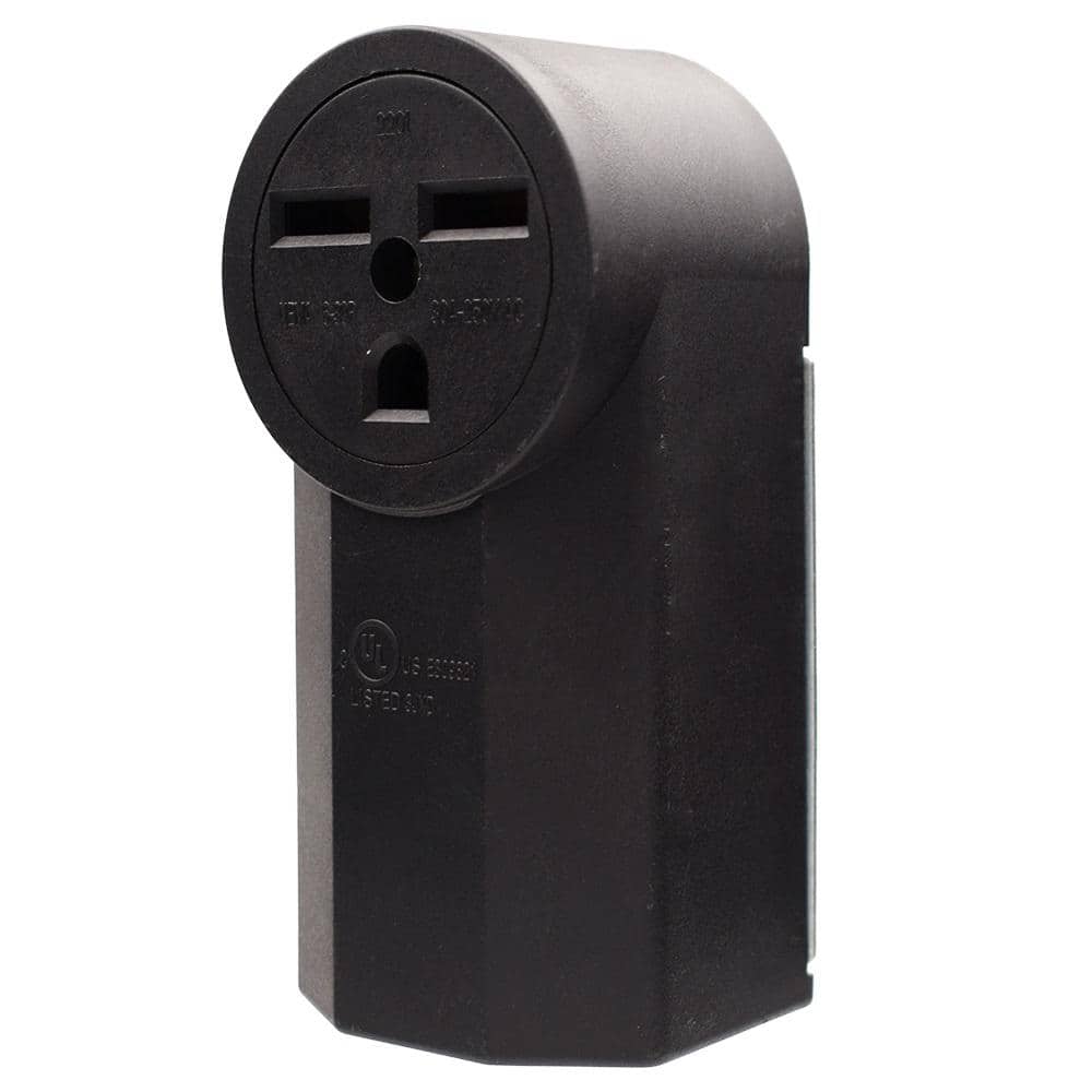 30 Amp Black Thermoplastic Tamper Resistant Single Outlet