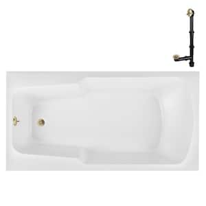 N-4180-721-PBR 60 in. x 32 in. Rectangular Acrylic Soaking Drop-In Bathtub, with Reversible Drain in Polished Brass