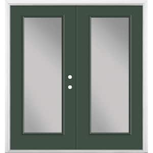 72 in. x 80 in. Conifer Steel Prehung Left-Hand Inswing Full Lite Clear Glass Patio Door with Brickmold, Vinyl Frame