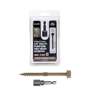 1/4 in. x 3 in. Hex Head Multi-Purpose Hex Drive Structural Wood Screw - PROTECH Ultra 4 Exterior Coated (10-Pack)