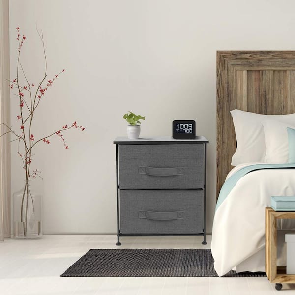 Sorbus Nightstand Black 2-Drawer Dresser 17.75 in. L x 11.87 in. W x 20 in. H, (Set of 2)