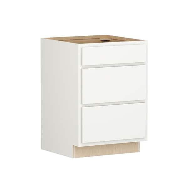 Shaker Partial Overlay 24 in. W x 24 in. D x 34.5 in. H Plywood Assembled Drawer Base Kitchen Cabinet in Linen White