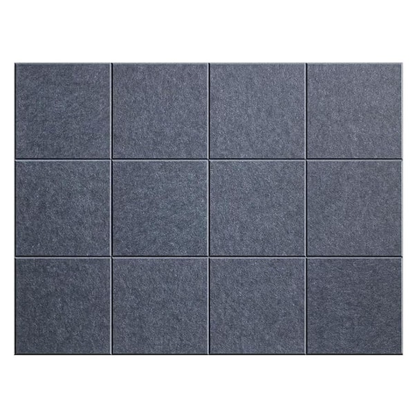 12-Pack Felt Cork Bulletin Board 48 x 36 Inch Wall Tiles with Removable Adhesive Dark Grey for Office School Decor