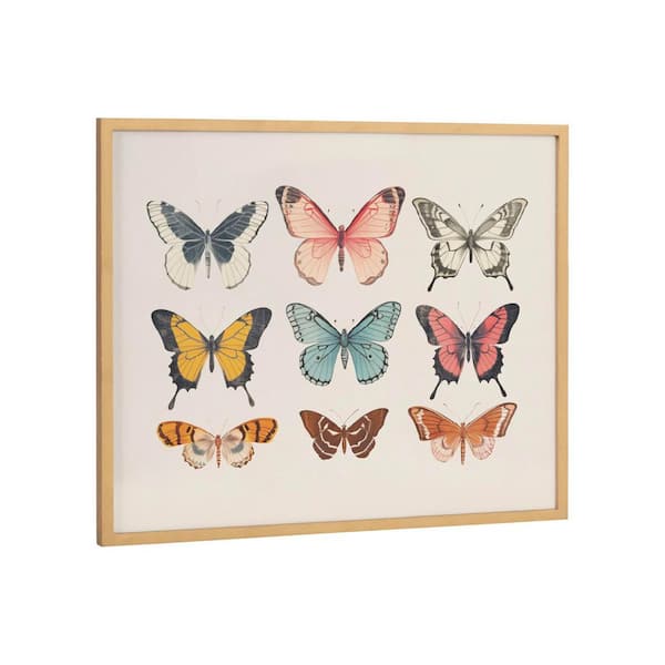 Kate and Laurel Gallery Vintage Style Muted Pastel Butterflies II by The Creative Bunch Studio Gold Framed Art Print 20 in. x 16 in.
