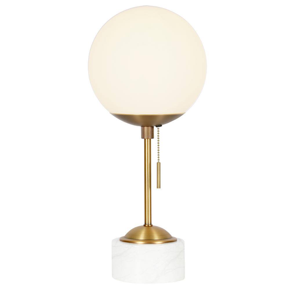 18" Gold and White Marble Globe Table Lamp