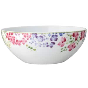 Bloomington Road White Porcelain Round Vegetable Bowl, 9", 32 oz. (white/blue)