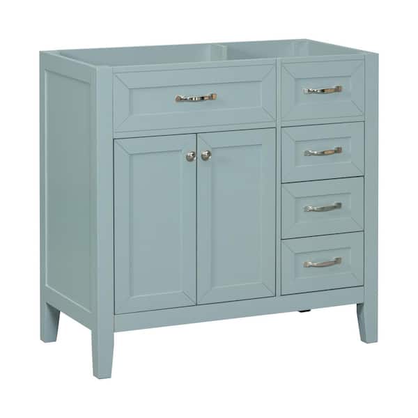 Tileon 36 in. W x 18 in. D x 35 in. H Freestanding Bath Vanity Cabinet without Top in Green with 2-Doors and Storage Drawers