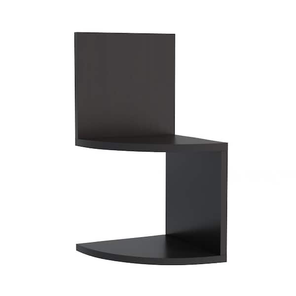 Lavish Home 2-Tier Decorative Floating Corner Wall Shelves in Black