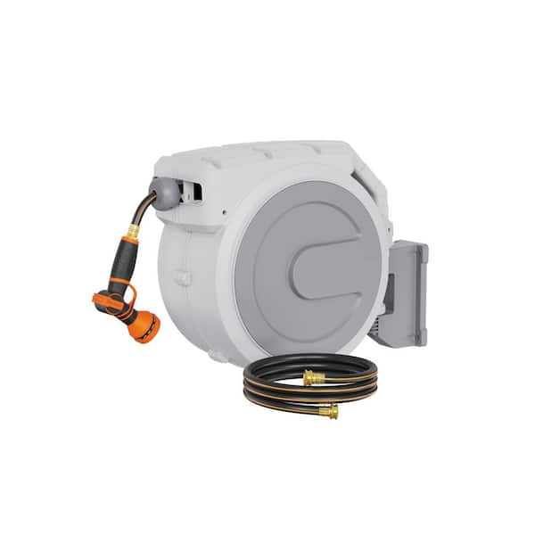 Lock at Any Length Retractable Garden Hose Reel Wall Mounted 130 ft. 9 Pattern Nozzle 180° Swivel Detachable Hose