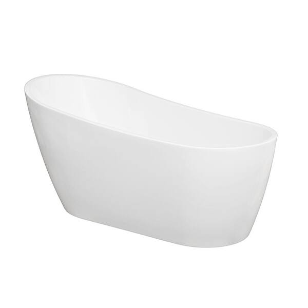 EPOWP 60 in. Acrylic Freestanding Flatbottom Non-Whirlpool Bathtub in White