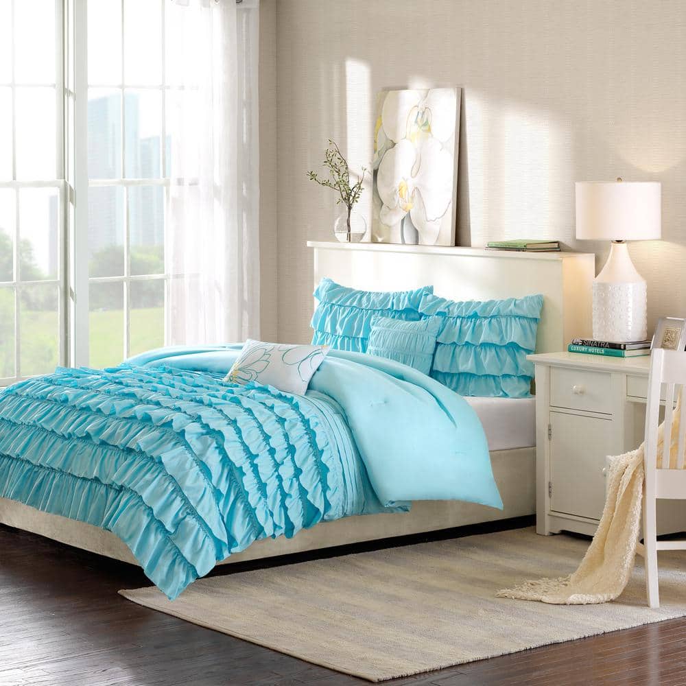 Intelligent Design Demi 4Piece Blue Twin Comforter SetID10021 The