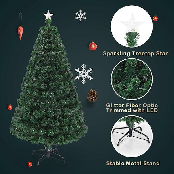Costway 6 ft. Pre-Lit Artificial Christmas Tree Fiber Optic