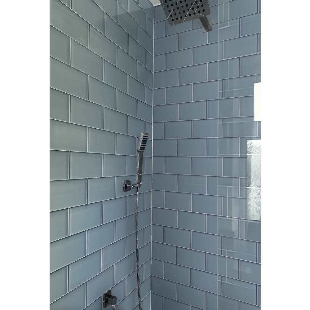Mink Gray Glossy Glass Subway Wall Tile 3x6 - 40 Pack