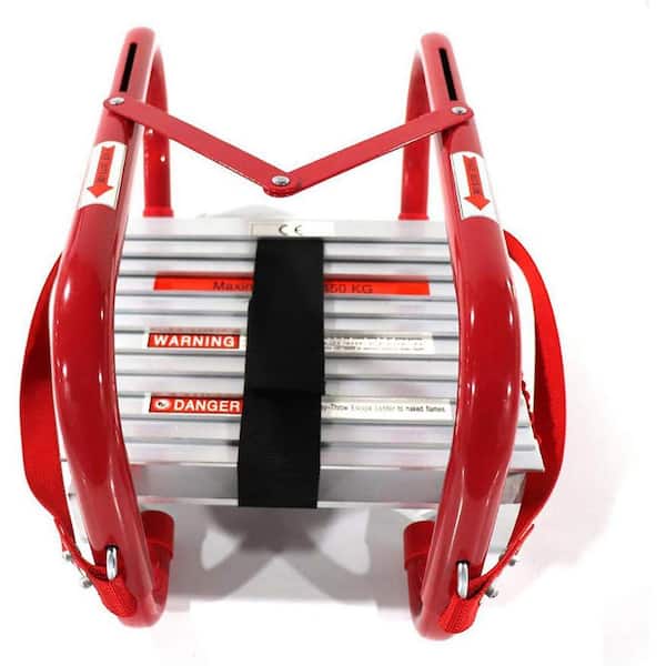 Portable Fire Escape Ladder for 2-Story Emergency 15 ft. Ladder with Wide Steps V Center Support