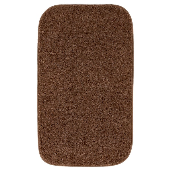 Sedona 21 in. x 34 in. Cinnamon Brown Solid Color Plush Polypropylene Rectangle Bath Rug