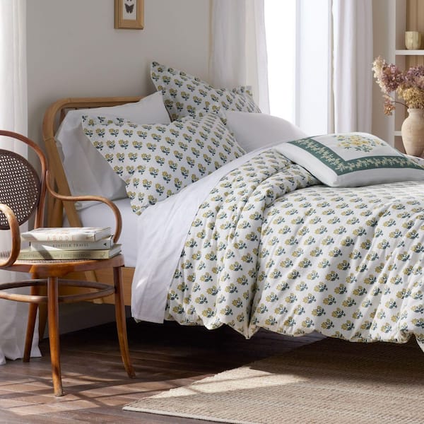 Company Cotton Suhana Garment Wash Yellow King/California King Cotton Percale Duvet Cover